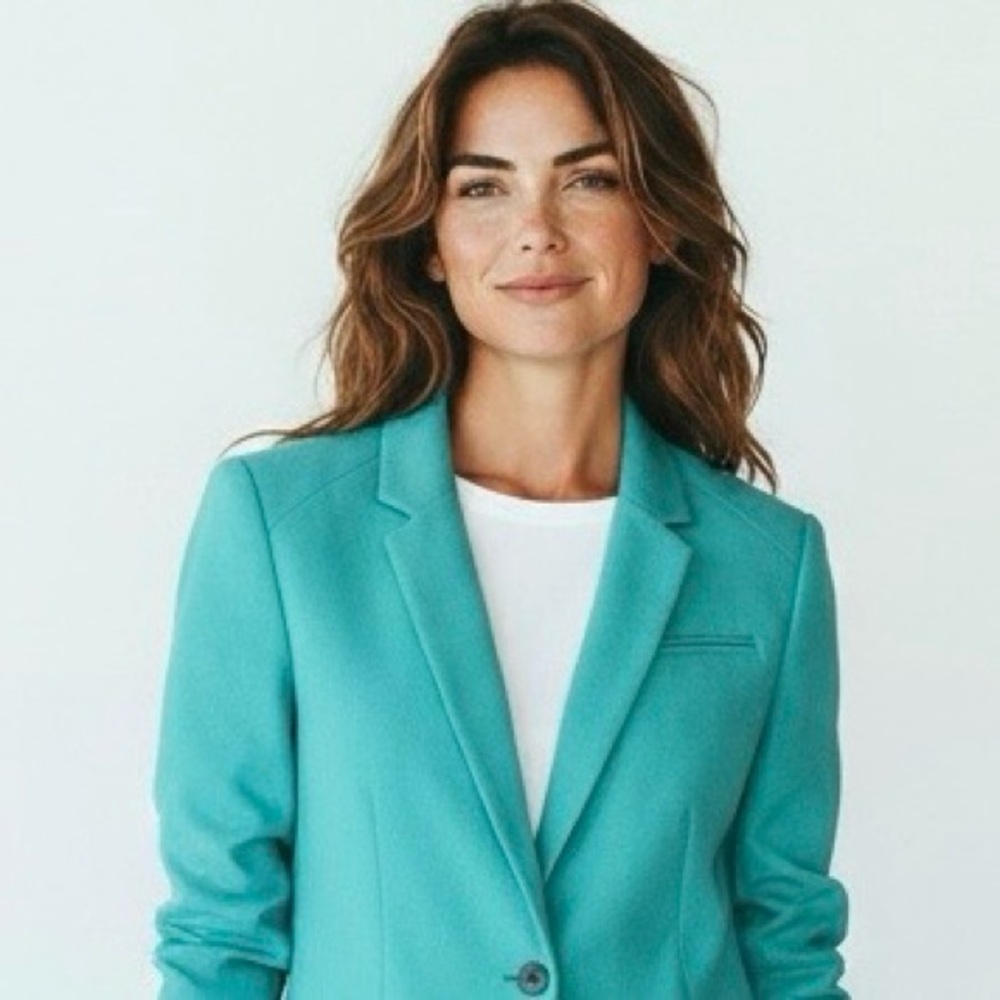 THE LIMITED Jacket Two Buttons Satin Contrast Lining 3/4 Sleeve w/Three Buttons - Picture 2 of 16